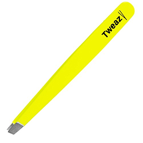 K-Pro TWEAZY Pinza de Acero Inoxidable para Depilar Cejas y Retirar Astillas (Neon Amarillo)