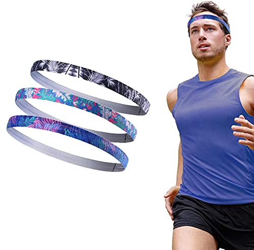 Kaiyingxin 3 Piezas Diadema Deportiva Elástico Antideslizante Grueso, Cinta Pelo Deporte Hombres y Mujeres, Diadema para Mujeres Hombres Correr Yoga Golf Multicolor(Rojo, Azul, Negro)