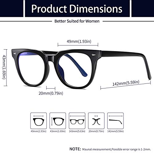 KANASTAL Gafas Luz Azul Mujer Gafas Ordenador Hombre Filtro luz Azul Anti Blue Light Glasses Transparentes Antireflejantes Para Gaming/PC/Televisión Juego Descanso (Negras)
