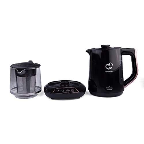 Karaca Caysever - Tetera parlante eléctrica, oro rosa, cobre, tetera turca, tetera, tetera, pot de té, hervidor de agua, hervidor de agua, té, caydanlik, demlik