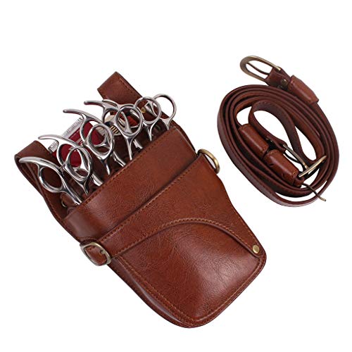 Kcnsieou - Funda de tijera para peluqueros y peluqueros de piel sintética con correa para herramientas de peluquería