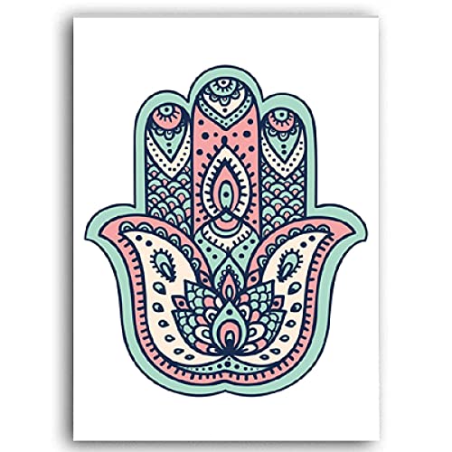 KELEQI Arte de Pared Indio Yoga Bergamota Minimalista Pinturas Coloridas en Lienzo Impresión de imágenes y póster del Islam Sala de Estar Decoración para el hogar (70x100cm) X3 Sin Marco