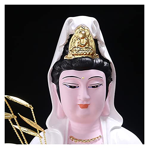 kerryshop Decoración Feng Shui Guan Yin Estatua, Artesanía de Resina Kuan Yin Estatua Budista Feng Shui Decoración, Avalokiteshvara/Guanyin Buddhism Statue en Lotus Adornos de Escritorio
