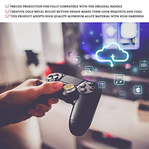 KIKYO Botones de aleación de Aluminio para PS4, Botones de Metal Dorado y Kit de modificación de Joystick para Controlador PS4