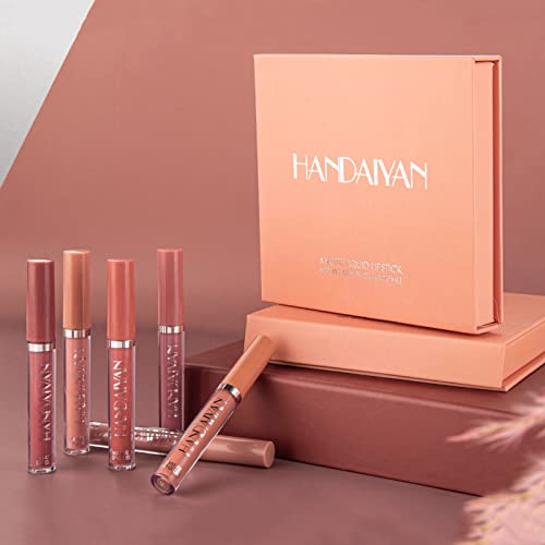 KIOGYEK 6 UDS / Juego de Brillo de Labios Mate Sexy Lápiz Labial Líquido de Larga Duración Impermeable Nude Hidratante Liquid Lipstick Maquillaje Regalo Set (B)