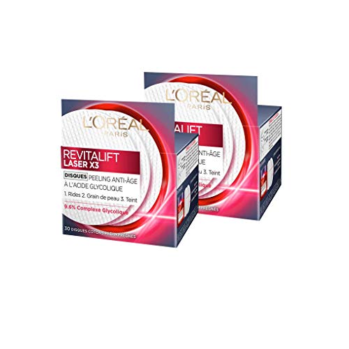 L 'Oréal Paris Revitalift Láser x3 Disco Peeling Antiedad a la Acide Glycolique –  – Juego de 2
