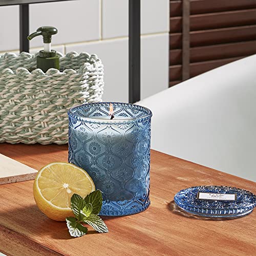 LA JOLIE MUSE Vela perfumada de menta y limón, vela de cera natural para el hogar, 55 horas de duración, decoración y fragancia para el hogar, frasco de vidrio, 230g