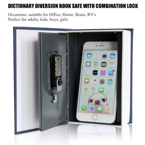 Langtor Caja Fuerte para Libros con Cerradura de Combinación, Caja Fuerte Portátil, Ideal para Guardar Dinero, Acero (Pequeño, Azul)