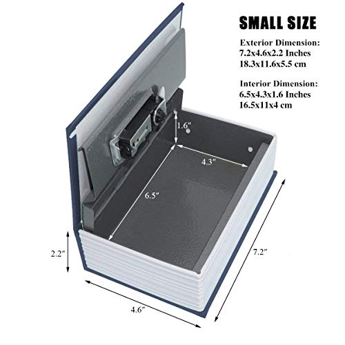 Langtor Caja Fuerte para Libros con Cerradura de Combinación, Caja Fuerte Portátil, Ideal para Guardar Dinero, Acero (Pequeño, Azul)
