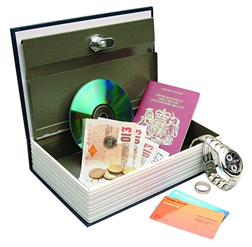 Langtor Caja Fuerte para Libros con Cerradura de Combinación, Caja Fuerte Portátil, Ideal para Guardar Dinero, Acero (Pequeño, Azul)