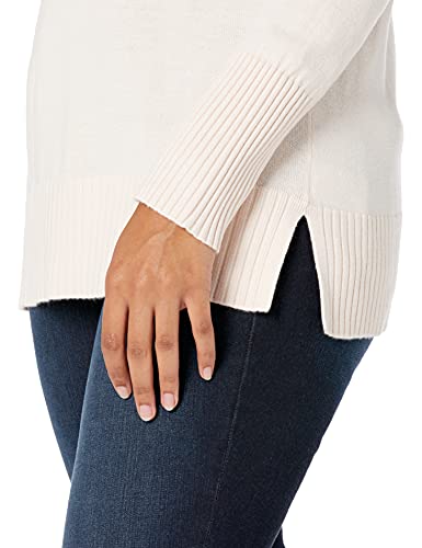 Lark & Ro Rib Detail Mock Neck Sweater Pullover-Sweaters, Rosa (Pink Peony), XL