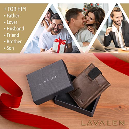 💎 Lavalen® Cartera para Hombre RFID Piel Auténtica Cuero Hecho a Mano Juvenil Perfecto para Regalo.