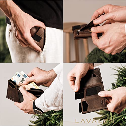 💎 Lavalen® Cartera para Hombre RFID Piel Auténtica Cuero Hecho a Mano Juvenil Perfecto para Regalo.