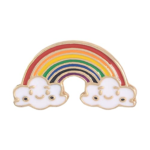 LDGR Broches Sonrisa Sol Luna Nube Arco Iris Esmalte Pins Dibujos Animados sonrientes Cara Clima broches para niños Mochila Chaquetas Denim Chaquetas Pin de Solapa Insignia (Metal Color : XZ2061)