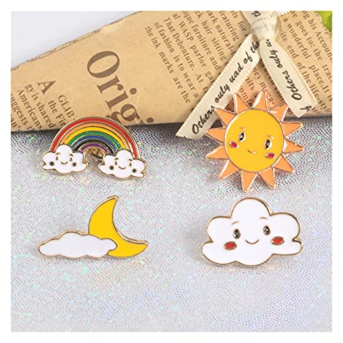 LDGR Broches Sonrisa Sol Luna Nube Arco Iris Esmalte Pins Dibujos Animados sonrientes Cara Clima broches para niños Mochila Chaquetas Denim Chaquetas Pin de Solapa Insignia (Metal Color : XZ2061)