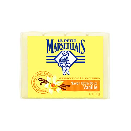 Le Petit Marseillais, Jabón Sólido Vainilla - Acción Antibacteriana, 4 x 100g, Paquete de 5