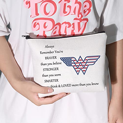 LEVLO Wonder Cosmetic Maquillaje Bolsa Wonder Classic Logo Inspirado Regalo Wonder You Are Braver Stronger Smarter Than You Think Maquillaje Cremallera Bolsa Bolsa para Mujeres Niñas