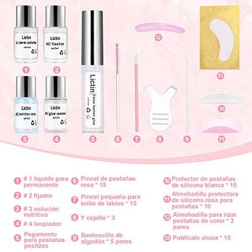 Lictin Kit de Permanente de Pestañas-Lifting Pestañas con Herramientas Completas Kit Lifting Pestañas Lash Lift Kit Eyelash Perming Kit para Salón Duradero y Natural，Duradero y Natural