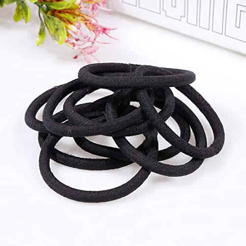 LIUJZZJ 100 Diadema elástica, retenedor de cola de caballo elástico para el cabello, sin metal, adecuado para niñas y niñas, niños, hombres, cabello negro grueso