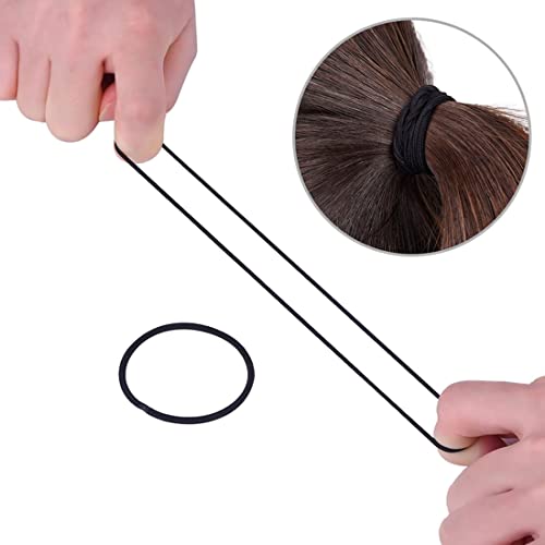 LIUJZZJ 100 Diadema elástica, retenedor de cola de caballo elástico para el cabello, sin metal, adecuado para niñas y niñas, niños, hombres, cabello negro grueso