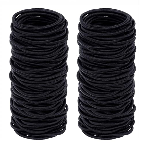 LIUJZZJ 100 Diadema elástica, retenedor de cola de caballo elástico para el cabello, sin metal, adecuado para niñas y niñas, niños, hombres, cabello negro grueso
