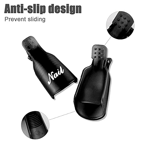 Liuxn 10 Piezas Clip de Removedor de Esmaltes de Uña Pinza de Arte de Uñas de Acrílico Herramienta de Manicura (Negro)