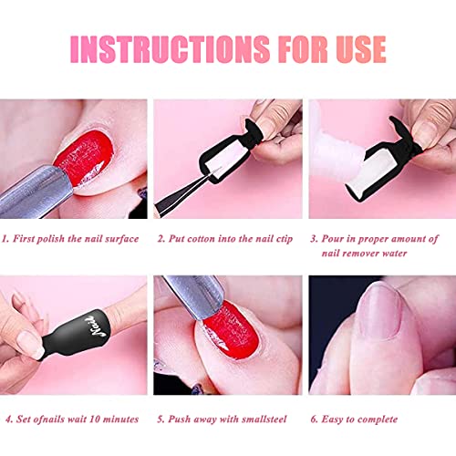 Liuxn 10 Piezas Clip de Removedor de Esmaltes de Uña Pinza de Arte de Uñas de Acrílico Herramienta de Manicura (Negro)