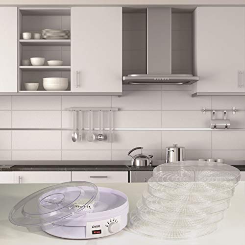 LIVOO Feel good moments - Deshidratador de Frutas y Vegetales | 5 bandejas | de Temperatura Ajustable DOM202 Blanco