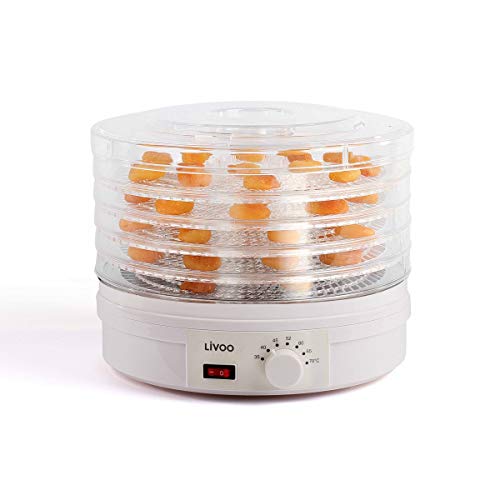 LIVOO Feel good moments - Deshidratador de Frutas y Vegetales | 5 bandejas | de Temperatura Ajustable DOM202 Blanco