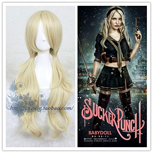 LJYNB Sucker Punch Mujeres Baby Doll cosplay peluca Baby Doll juego de roles cabello rubio peluca dorada disfraces