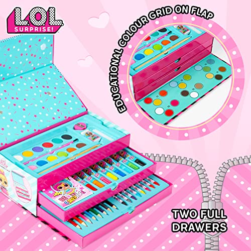 L.O.L. Surprise! Maletín Pinturas Niñas, Estuche De Manualidades Que Incluye Lápices De Colores, Rotuladores Y Acuarelas, Regalos Creativos Niños