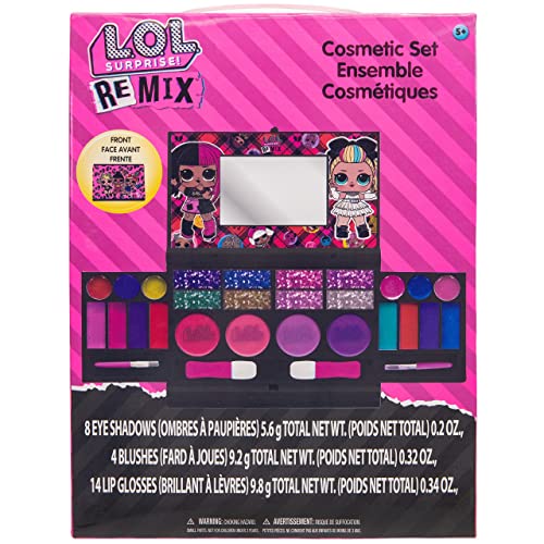 L.O.L Surprise! Townley Girl Set Cosmético Compacto Con Espejo 14 Brillos De Labios, 4 Brillos Corporales, 4 Pinceles, Colorido, Portátil, Plegable, Maquillaje, Kit De Belleza Para Niñas|