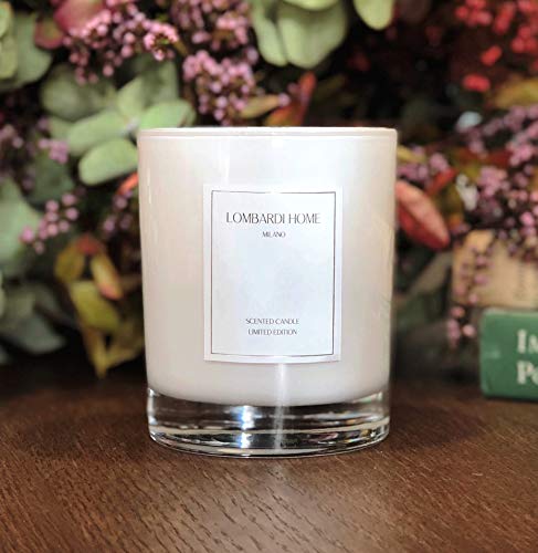 Lombardi Home - Vela aromática Vainilla, Vela perfumada, 100% Cera de Soja Natural, Vegana, 8% de Esencia, aromaterapia, decoración Italiana, relajación, Regalo Navidad