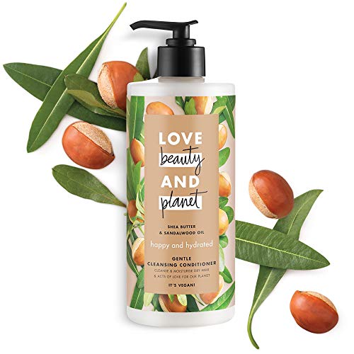 Love Beauty And Planet Happy & Hydrated Acondicionador suave para cabello seco, manteca de karité y aceite de sándalo, sin silicona, 1 unidad (500 ml)