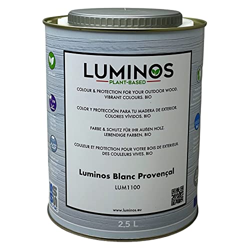 Luminos LUM1100 - BLANC PROVENZAL- Lasur Bio al Agua Protector Madera Exterior - Blanco Provenza 2.5L