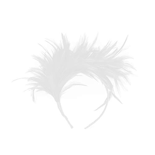 Lurrose Diadema de plumas Fascinator Banda para el cabello Tocados para la cabeza Tocado de disfraces para el Festival de fiestas elegantes (Blanco)