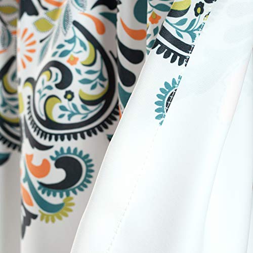 Lush Decor Clara Valance - Cortina Individual con Estampado de Damasco, Estilo Bohemio, 45,7 x 132 cm, Azul Marino y Mandarina