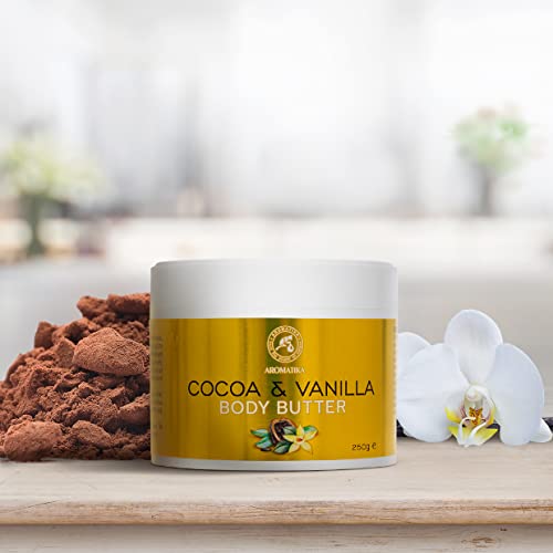 Manteca de Cacao & Vainilla - 250g - Crema Hidratante Natural para el Cuerpo - Cuidado de la Piel - Cuidado de las Manos - Body Butter para Pieles Secas - Tratamiento Corporal - Manteca de Vainilla