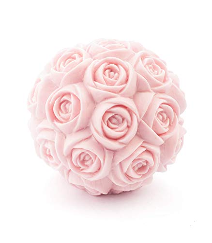 MANULENA Figura Decorativa Y Aromática Con Forma De Rosa. Aroma Peony Rose. Color Rosa. Figura De Diseño Moderno y Minimalista. Tamaño 9 x 9 x 9 cm.