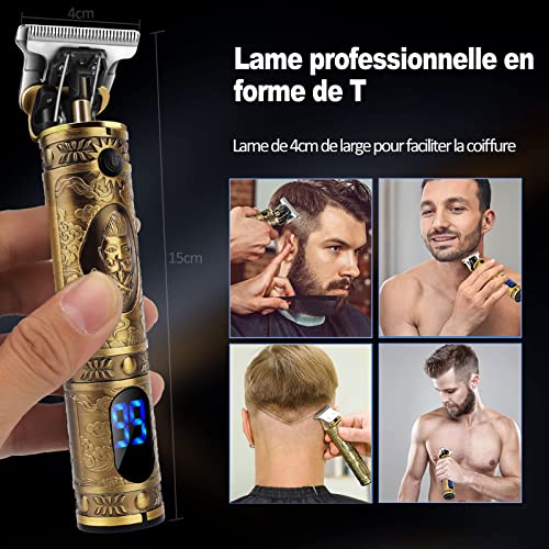 Maquina Cortar Pelo,Cortapelos Hombre Profesional,Recortadora Eléctrica Maquina de Afeitar con LED Pantalla,Carga Rápida USB Inalámbrica Cortadora de Pelo Para Barba,Apto Para Familia