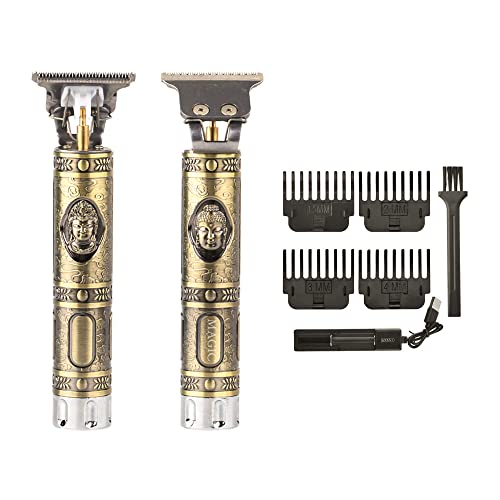 Máquina de Cortar Pelo Inalámbrica. Cortapelos Vintage Profesional para hombre. Cortador de pelo y barba con Cabezal de Titanio, Hoja T, Pila Recargable Incluida, 4 peines guía y cargador USB.