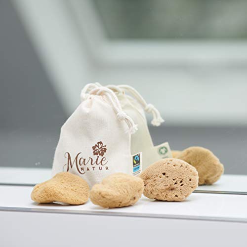 MARIE NATUR Esponja menstrual – Incluye práctica bolsa higiénica de algodón orgánico – 100% natural, reutilizable, orgánico, sostenible, sin plástico, compostable