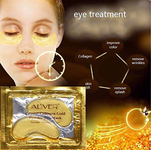 Máscara de Ojos de Colágeno en Gel en Polvo de Oro de 24 Quilates de Cristal 25 pares,Antienvejecimiento y Arrugas,Hidratante,para Quitar Bolsas de Ojos, Debajo de Los Ojos,ojeras, Ojos Hinchados