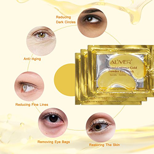 Máscara de Ojos de Colágeno en Gel en Polvo de Oro de 24 Quilates de Cristal 25 pares,Antienvejecimiento y Arrugas,Hidratante,para Quitar Bolsas de Ojos, Debajo de Los Ojos,ojeras, Ojos Hinchados
