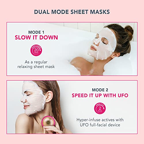 Mascarilla facial FOREO Bulgarian Rose para piel deshidratada y opaca, pack de 3, fórmula hidratante y revitalizante, no testada en animales y compatible con los dispositivos UFO