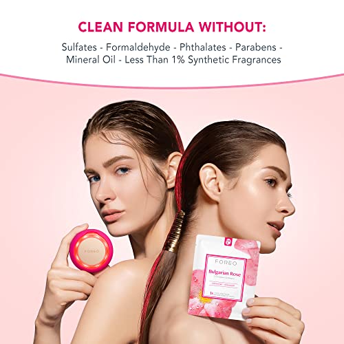 Mascarilla facial FOREO Bulgarian Rose para piel deshidratada y opaca, pack de 3, fórmula hidratante y revitalizante, no testada en animales y compatible con los dispositivos UFO