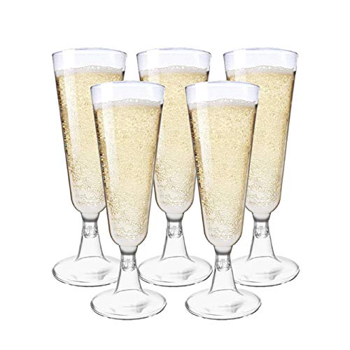 MATANA - 48 Flautas de Champán de Plástico Reutilizables - 150ml / Copas Plástico Duro/ Ideales para Toda Celebración