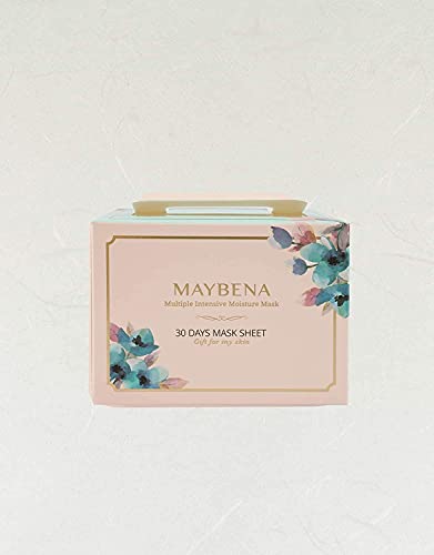 Maybena Pack Mascarillas Faciales, Hidratacion Intensiva, Rutina Coreana, Cosmetica Coreana, Rosa, 30 Unidades