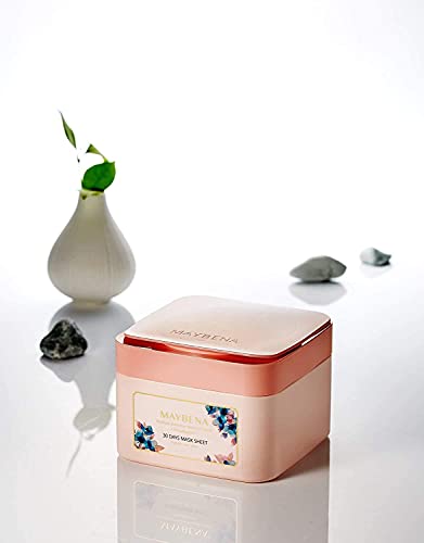 Maybena Pack Mascarillas Faciales, Hidratacion Intensiva, Rutina Coreana, Cosmetica Coreana, Rosa, 30 Unidades