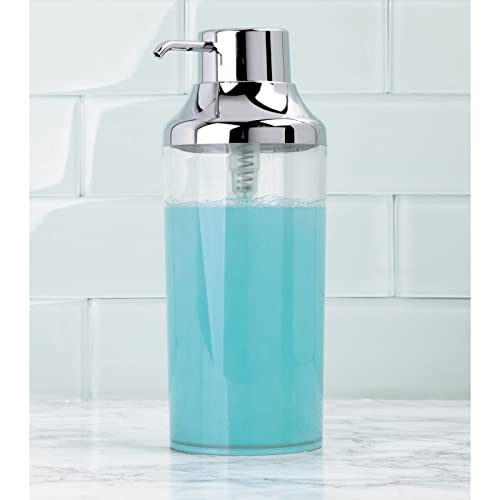 mDesign Juego de 2 Dispensadores de champu rellenable – Dosificador de jabon con capacidad de 1 l – Dispensador de jabon liquido para gel, acondicionador y champu – transparente/cromado